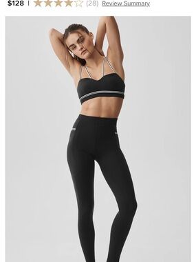 ALO Yoga Black Strappy Sports Bra and Leggings Set